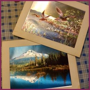 Vtg Scenic Foil Prints, 2
